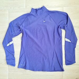 Nike Women's Dri Fit Purple Mock Neck Long Sleeved Relective Wicking Shirt Large